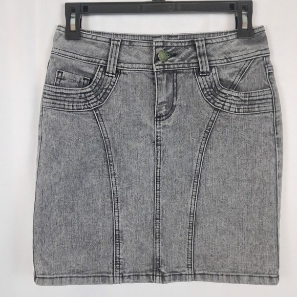 Warehouse Dresses & Skirts - Warehouse Y2K UK 6/ US 4 Denim Mini‎ Skirt Gray Wash Fitted Stretch Casual